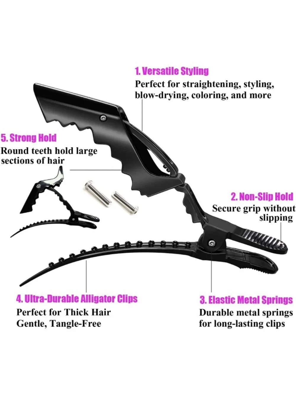 30 Pcs Alligator Hair Clips - Thick Hair Styling, Wide Teeth, Double-Hinged